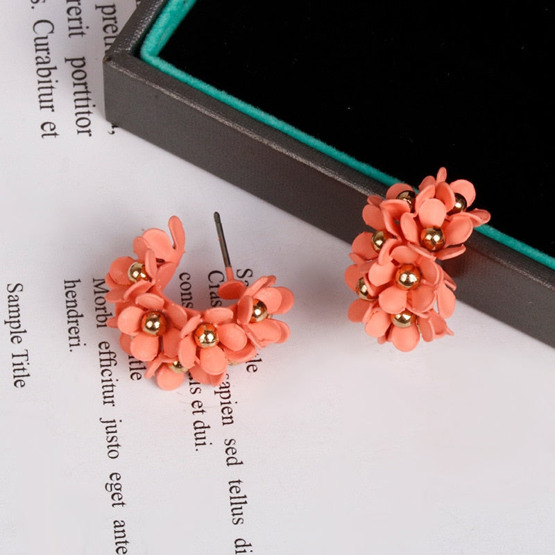 TEEK - Flourish Flower Hoop Earrings JEWELRY theteekdotcom Pink  