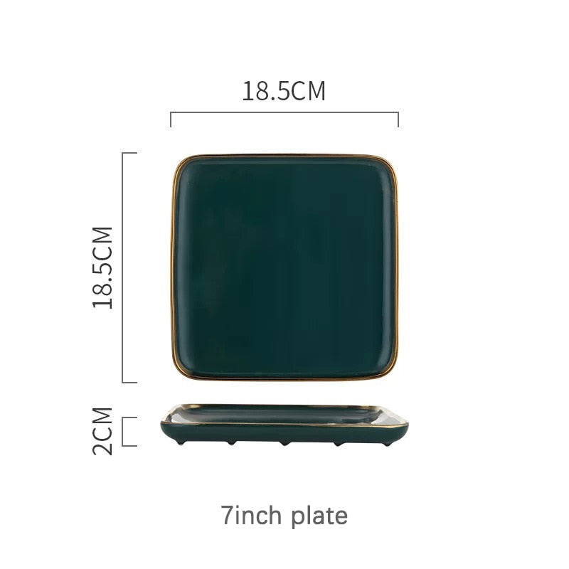TEEK - Green Nordic Style Ceramic Dinner Plates HOME DECOR theteekdotcom 7x7in plate  