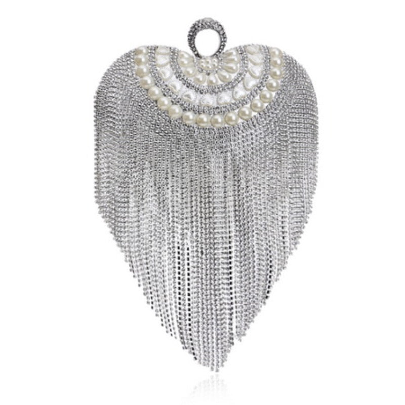 TEEK - Variety of Tassel Bejeweled Evening Bags BAG theteekdotcom YM1078silver  