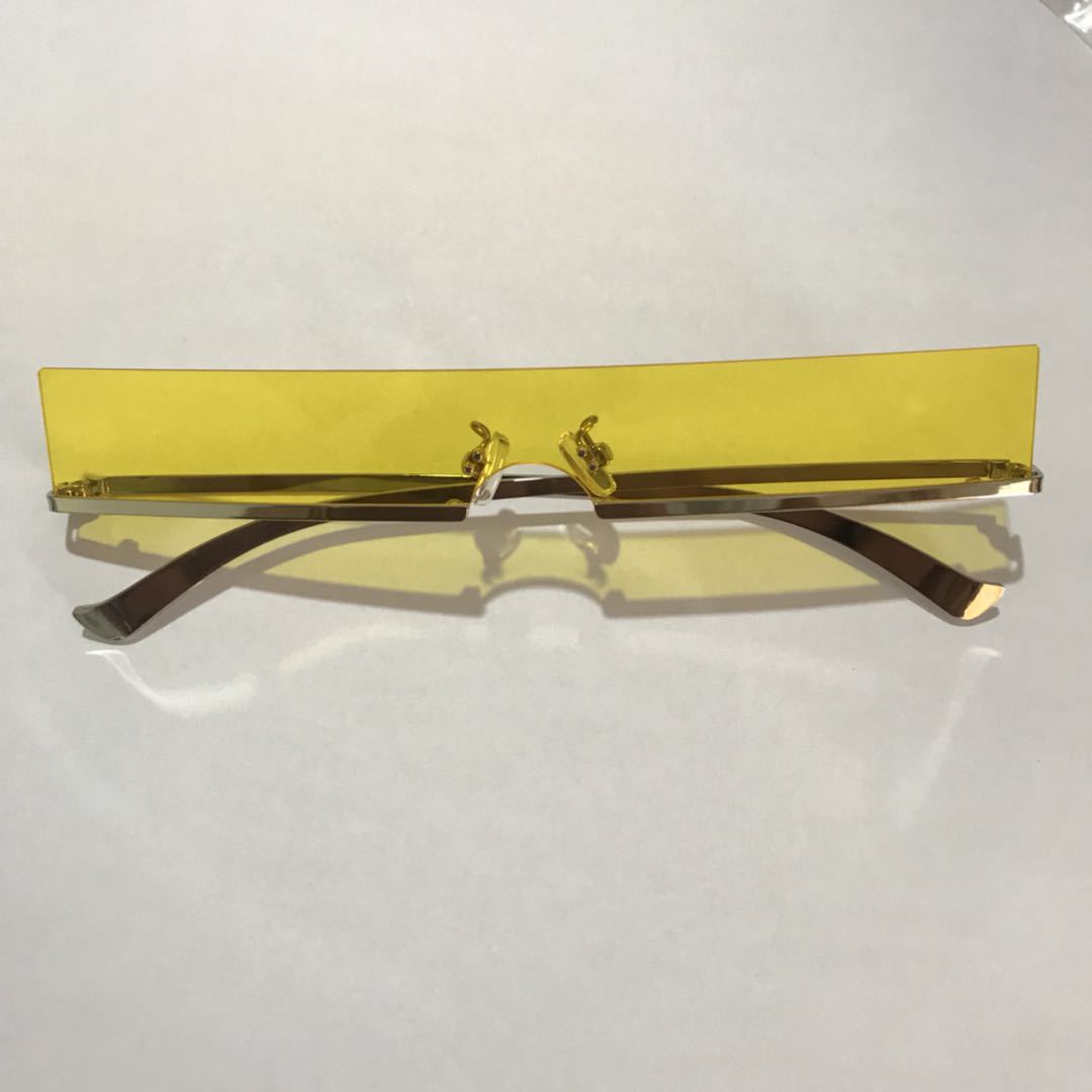 TEEK - Half Frame Rectangle Bottom Frame Glasses EYEGLASSES theteekdotcom C10-Silver Yellow as shown 