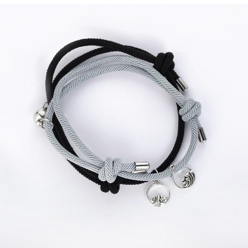 TEEK - Handmade Couple's Magnetic Bracelets JEWELRY theteekdotcom black grey adjustable 