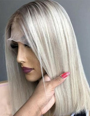 TEEK - Ashy Grey Blonde Straight Bob Wigs HAIR theteekdotcom ombre highlights 8inches 130% | DHL/FEDEX/NO PO BOX