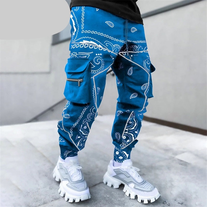 TEEK - Bandana Print Cargo Pants PANTS theteekdotcom Blue S 