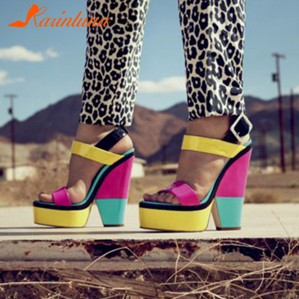 TEEK - Multicolor Chunky Heeled Sandals SHOES theteekdotcom   