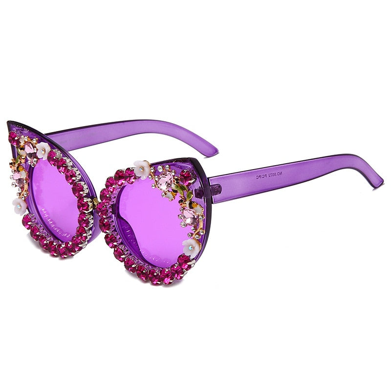 TEEK - Cat Eye Flower Bling Sunglasses EYEGLASSES theteekdotcom purple  