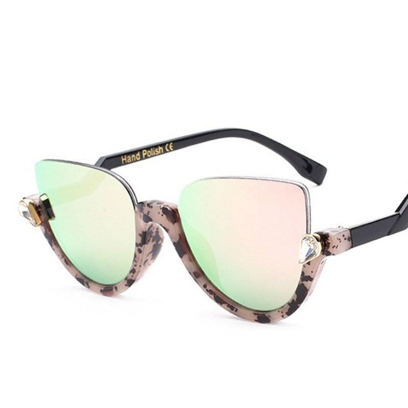 TEEK - Fashion Diamond Cat Eyeglasses EYEGLASSES theteekdotcom E303 amber pink  