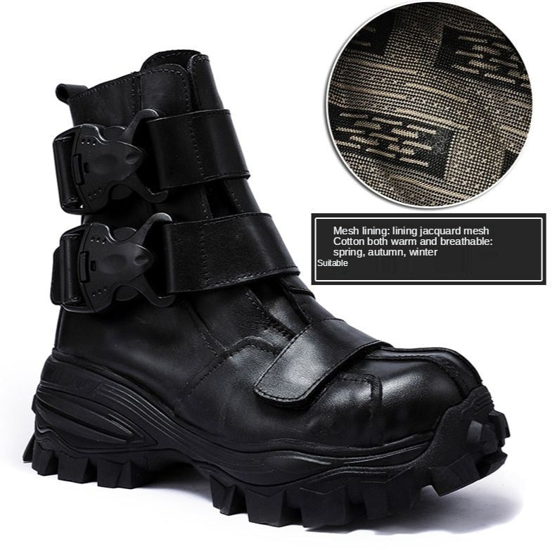 TEEK - Italian Vel Buckle Strap Motorcycle Boots SHOES theteekdotcom 9921Black cotton 7 25-30 days | Secured Tracking | Handmade | 2 Parcels/1Pair