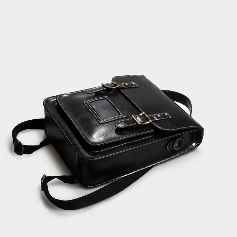 TEEK - Contrast British Style Archive Flap Backpack BAG theteekdotcom Black 13.98in * 11.02in * 3.94in 