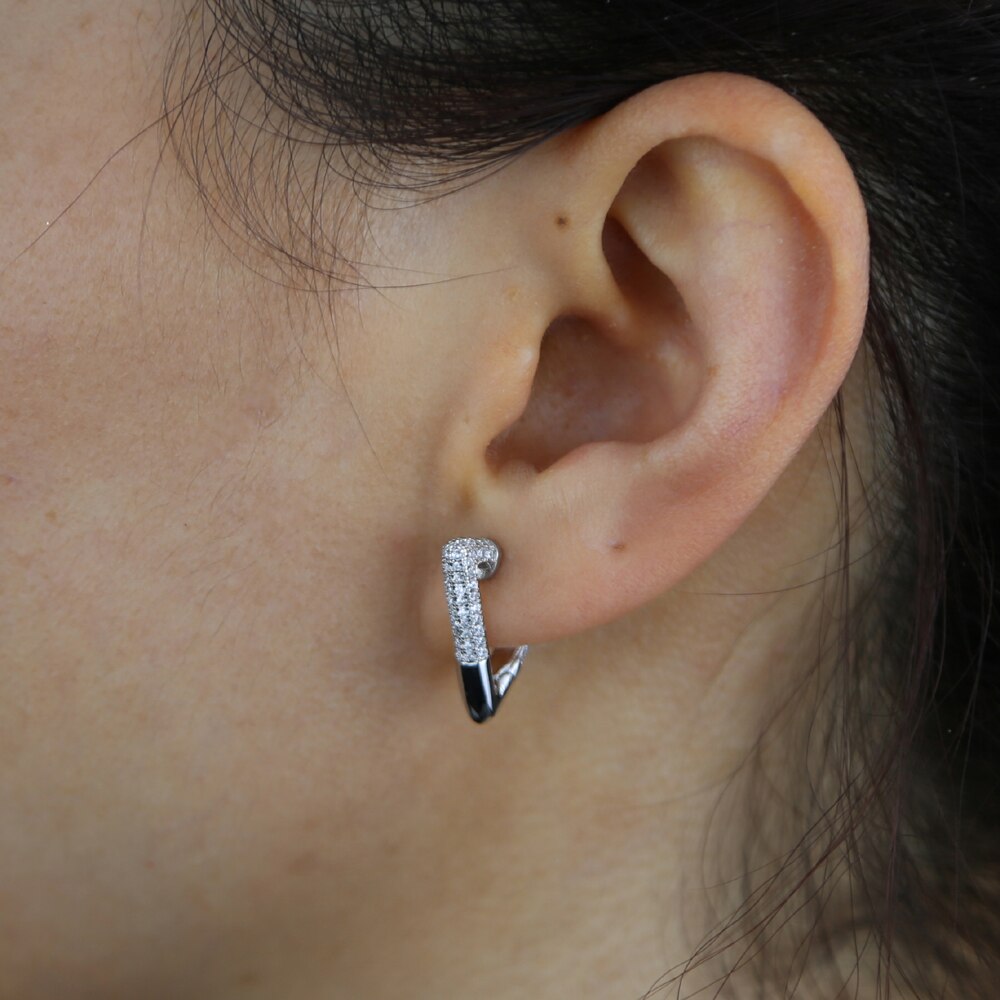 TEEK - Triangle Micro Pave Bling CZ Hoop Earrings JEWELRY theteekdotcom   