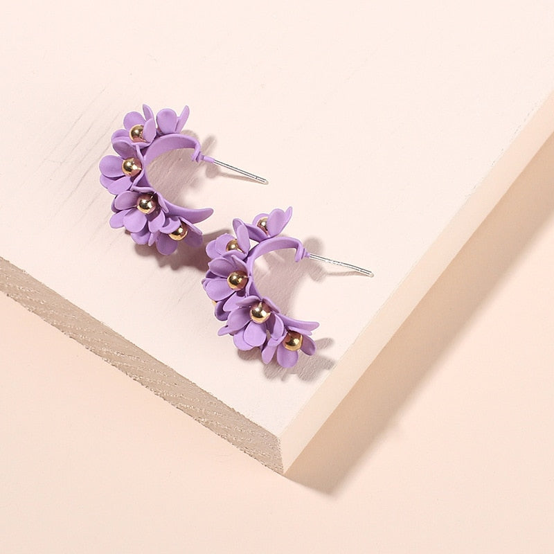 TEEK - Flourish Flower Hoop Earrings JEWELRY theteekdotcom Purple  