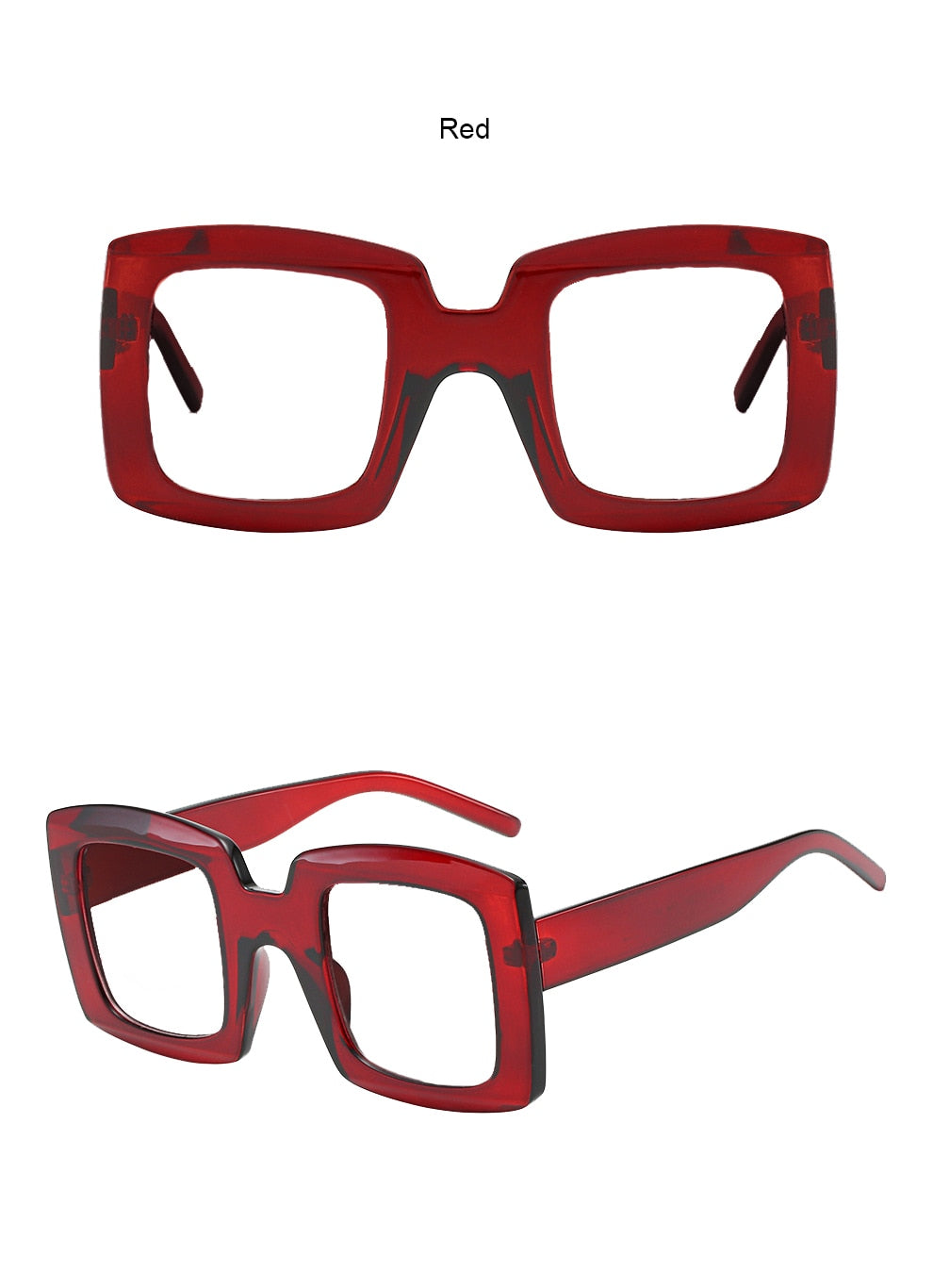 TEEK - Wide Square Reading Glasses | Prescribed or Zero Strength EYEGLASSES theteekdotcom red clear 0 
