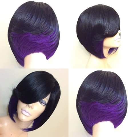 TEEK - Currency Color Short Bob Wig | Various Colors HAIR theteekdotcom Black and Purple  