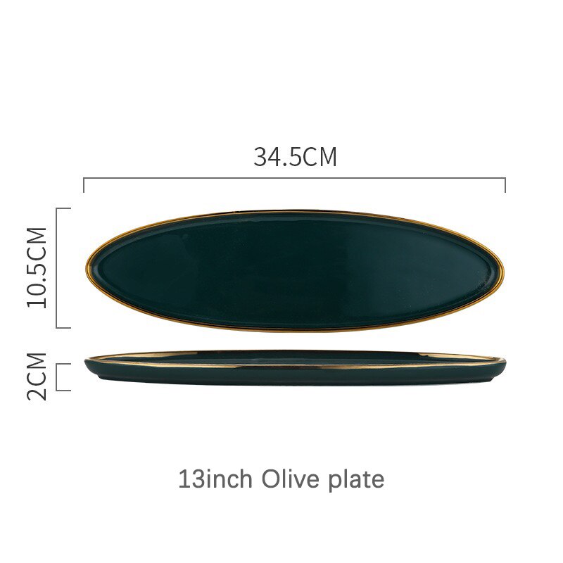 TEEK - Green Nordic Style Ceramic Dinner Plates HOME DECOR theteekdotcom 13.5x4in olive plate  