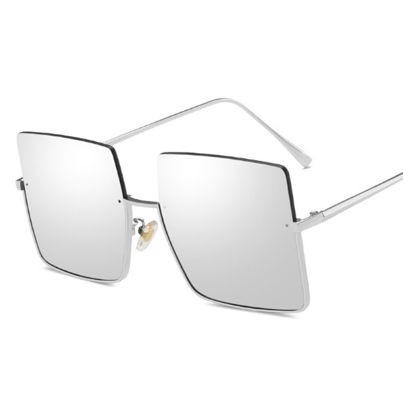 TEEK - Bizzy Boss Bottom Frame Square Sunglasses EYEGLASSES theteekdotcom Silver Silver  