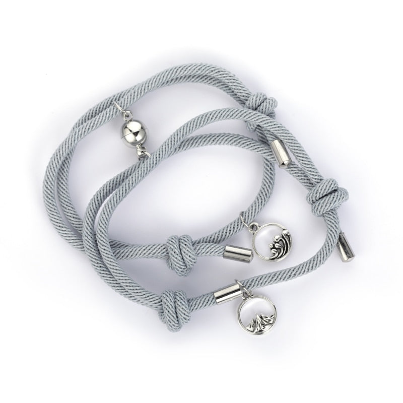 TEEK - Handmade Couple's Magnetic Bracelets JEWELRY theteekdotcom grey adjustable 