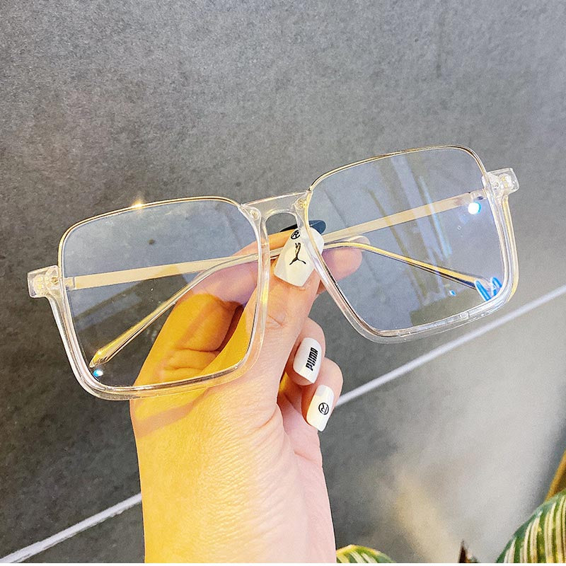 TEEK - Half Frame Square Glasses EYEGLASSES theteekdotcom transparent  