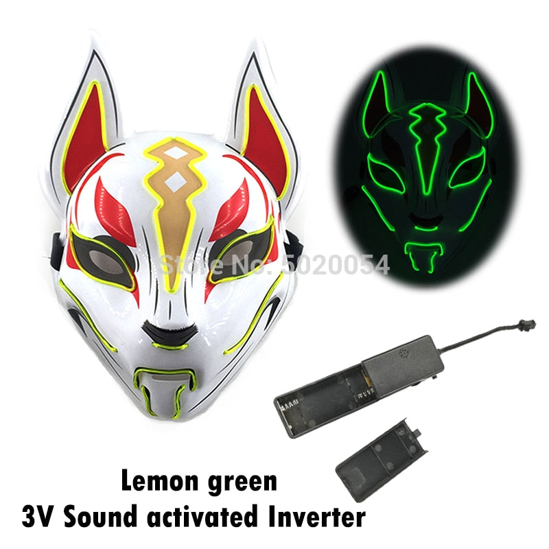TEEK -  Glowing Anime LED Fox Mask MASK theteekdotcom lemon green 2  