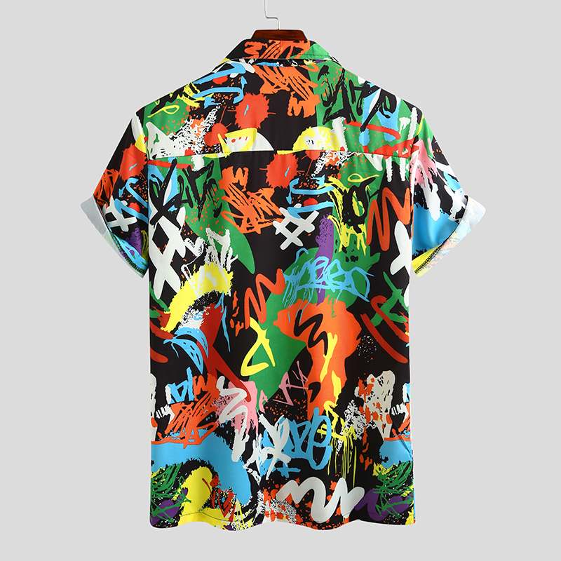 TEEK - Mens Printed Short Sleeve Streetwear Hawaiian Shirts TOPS theteekdotcom   