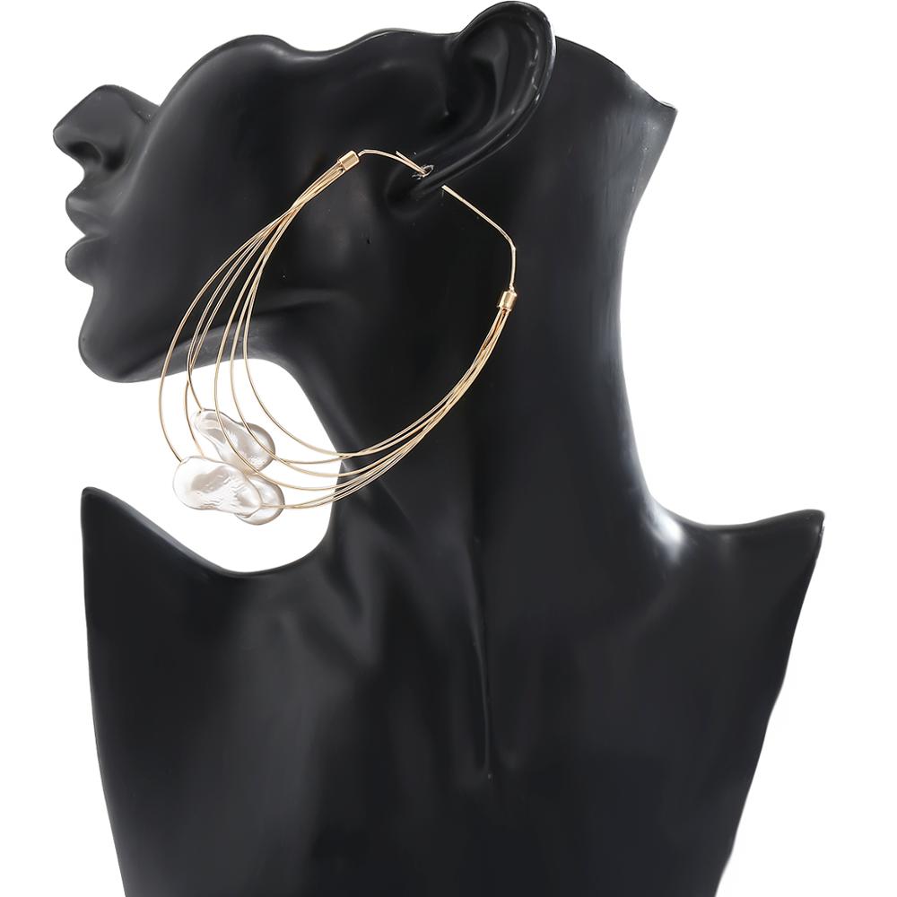 TEEK - Big Pearls Layered Hoop Earrings JEWELRY theteekdotcom Gold Color 1  