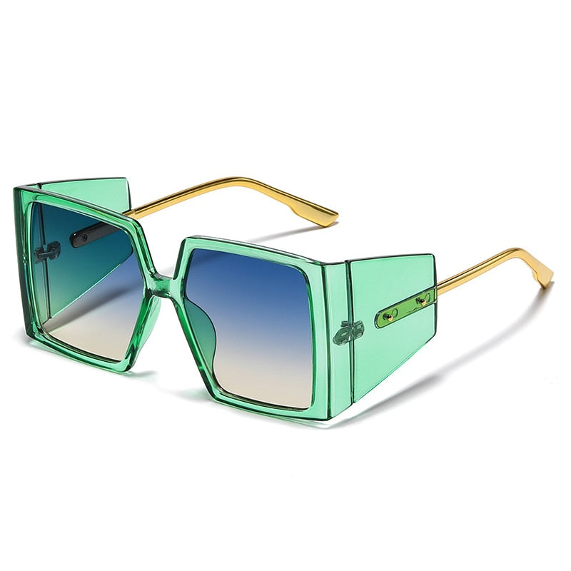 TEEK - Square Barely Blockers Sunglasses EYEGLASSES theteekdotcom Green-Blue Yellow  