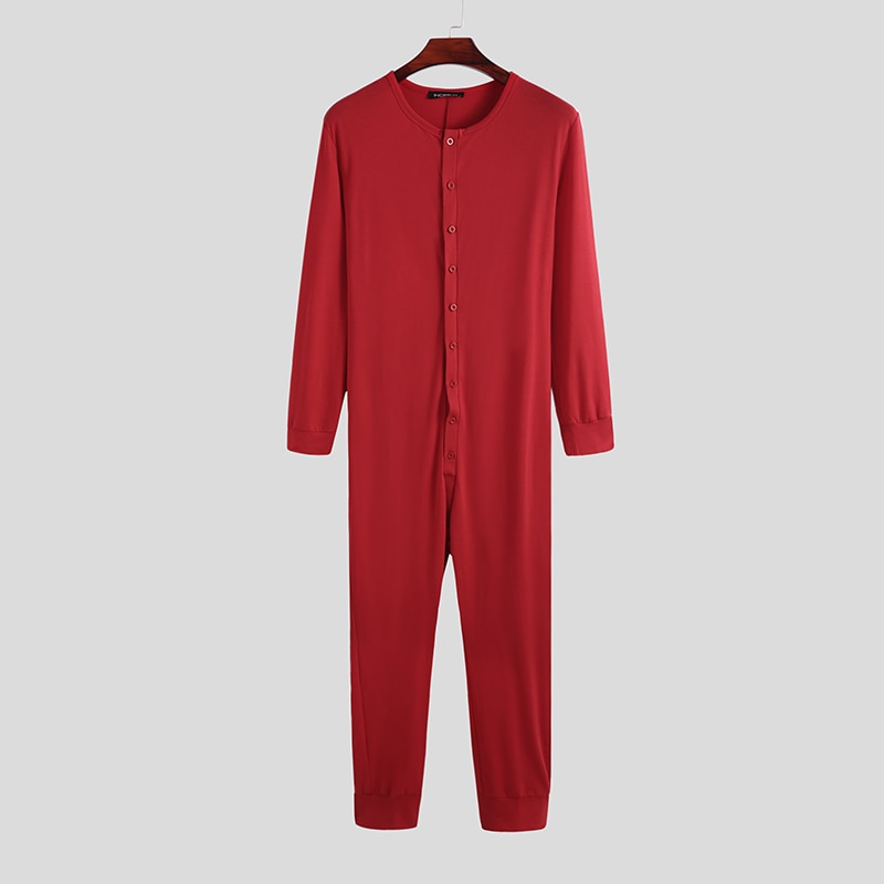 TEEK - Mens Pajamas Jumpsuit Sleepwear Romper PAJAMA theteekdotcom Red S 