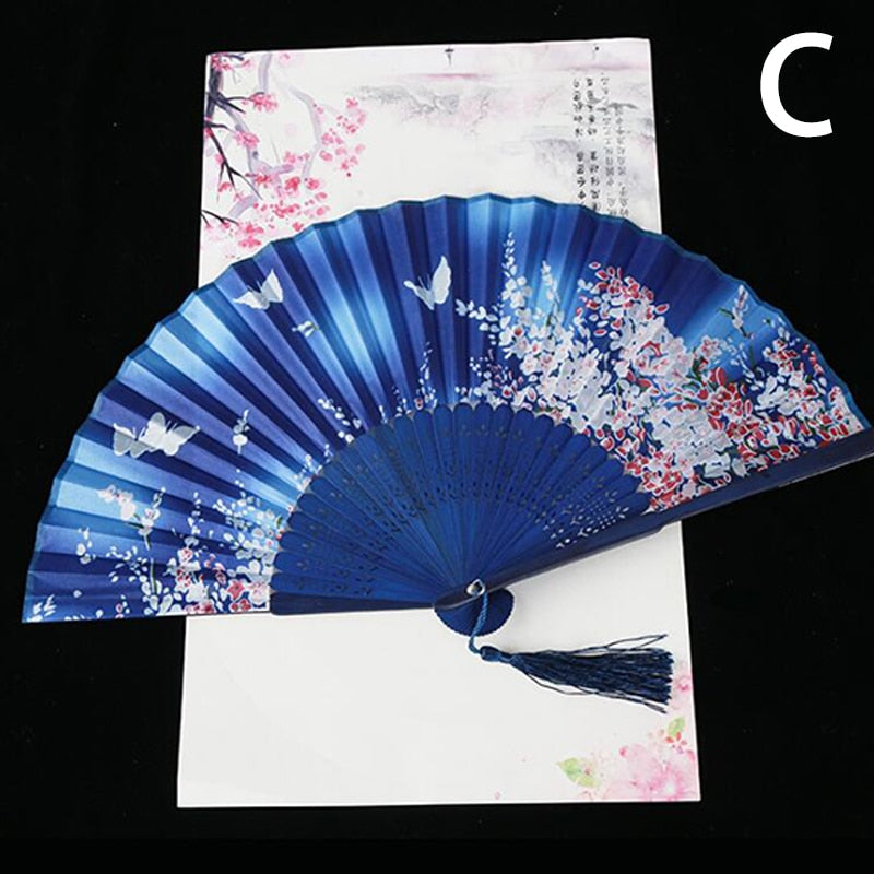 TEEK - Flower Patterned Folding Hand Fan FAN theteekdotcom C  