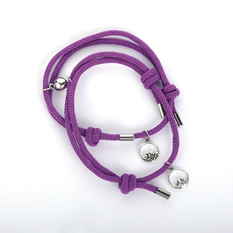 TEEK - Handmade Couple's Magnetic Bracelets JEWELRY theteekdotcom purple adjustable 