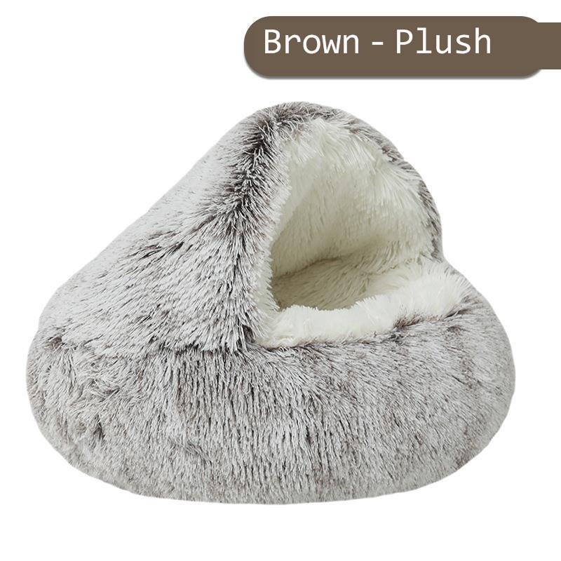 TEEK - Pet Round Plush Nest 2 In 1 Bed PET SUPPLIES theteekdotcom Brown Velvet 40cm 