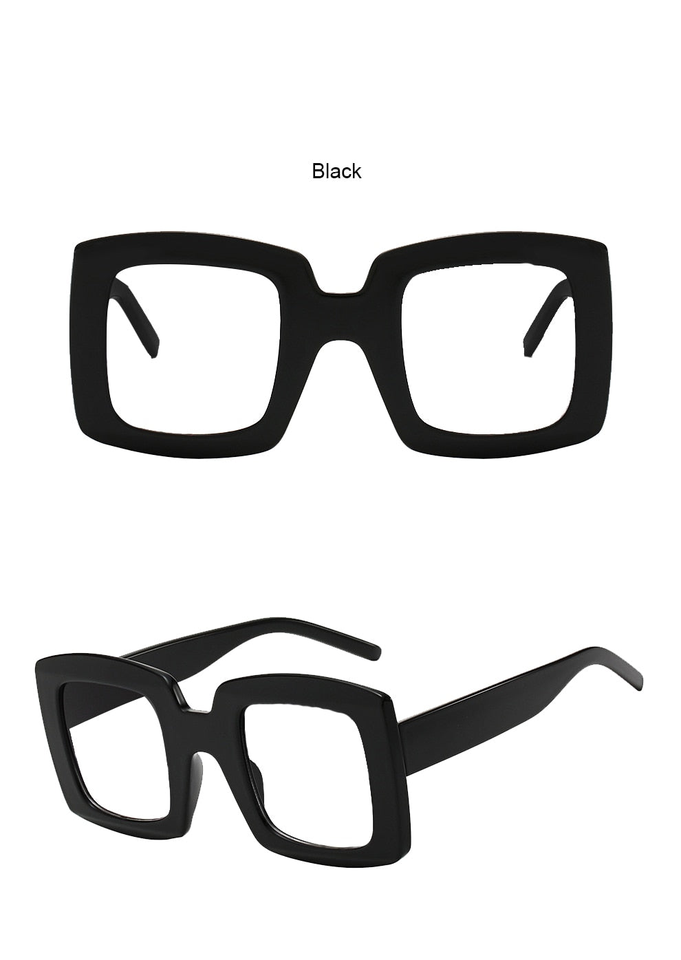 TEEK - Wide Square Reading Glasses | Prescribed or Zero Strength EYEGLASSES theteekdotcom black clear 0 