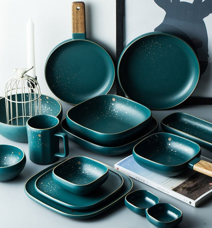 TEEK - Green Nordic Ceramic Dinnerware Set HOME DECOR theteekdotcom   