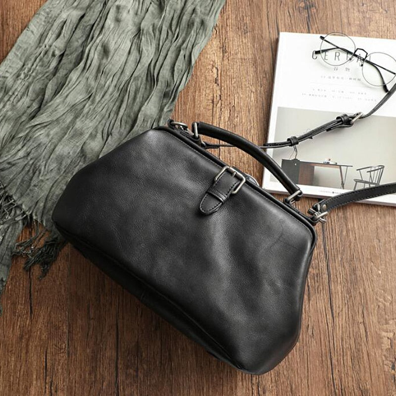 TEEK - Vintage Style Doctor Boss Leather Bag BAG theteekdotcom black 14.17x6.30x8.66in 