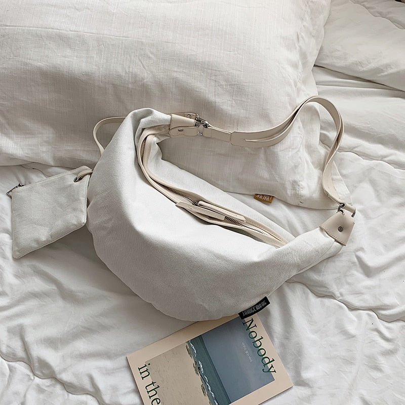 TEEK - Single Shoulder Crossbody Canvas Bag BAG theteekdotcom white  