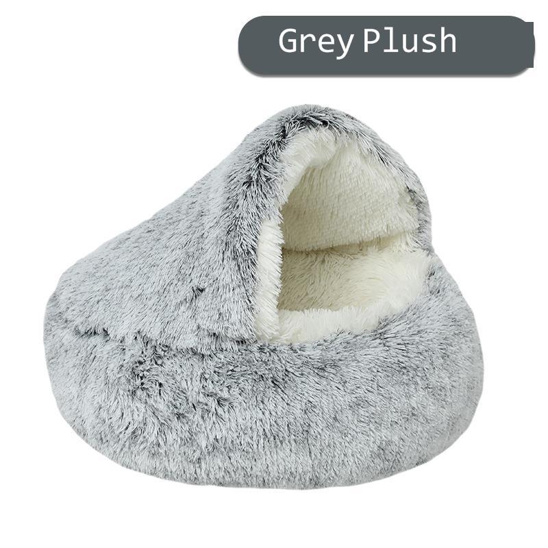 TEEK - Pet Round Plush Nest 2 In 1 Bed PET SUPPLIES theteekdotcom Gray plush 40cm 