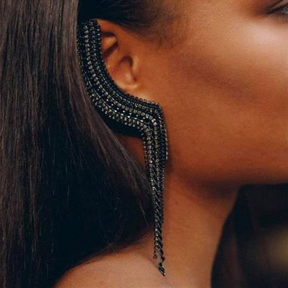 TEEK - Mystic Black Tassel Earring Clip JEWELRY theteekdotcom   