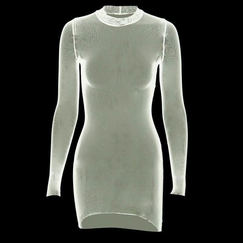 TEEK - Temptation Sheer Long Sleeve Mini Dress LINGERIE theteekdotcom white S 