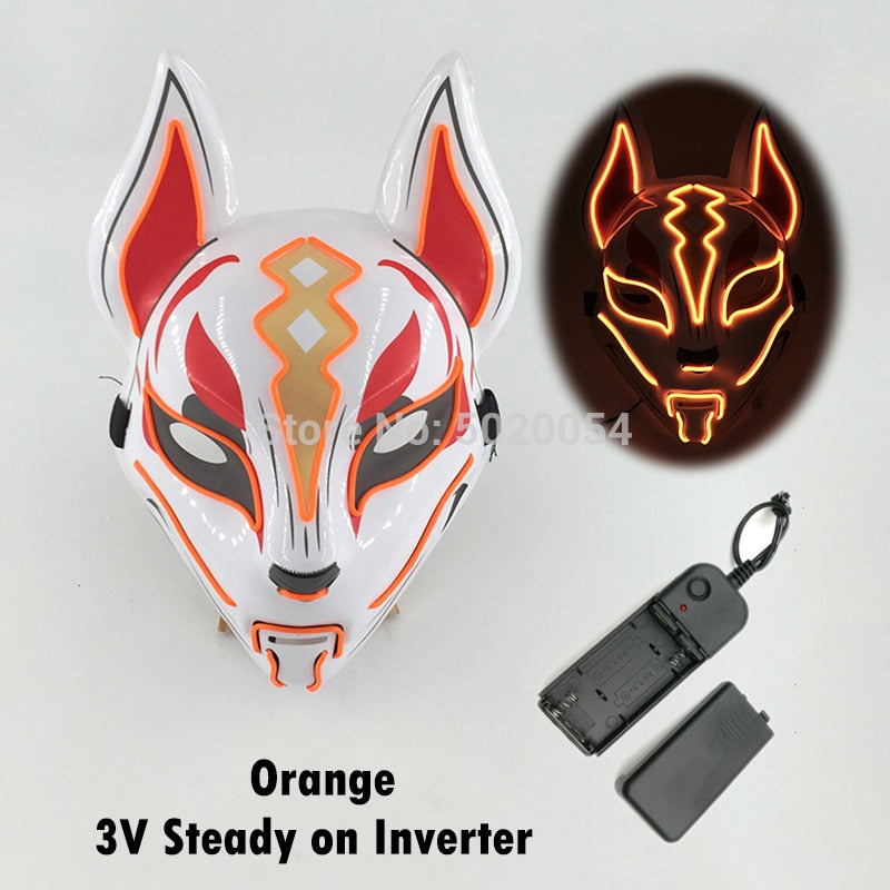 TEEK -  Glowing Anime LED Fox Mask MASK theteekdotcom orange 1  
