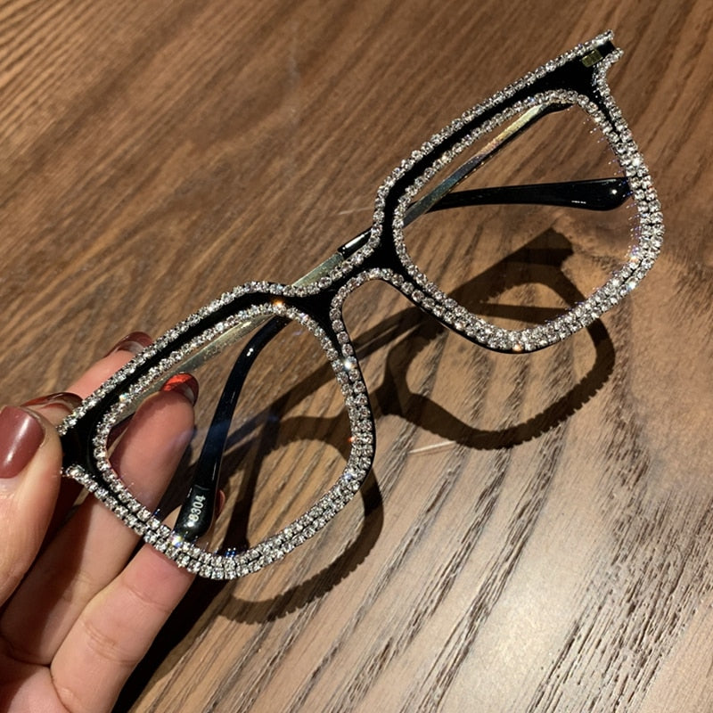 TEEK - Outline Rhinestone Eyeglasses EYEGLASSES theteekdotcom 1830 White  
