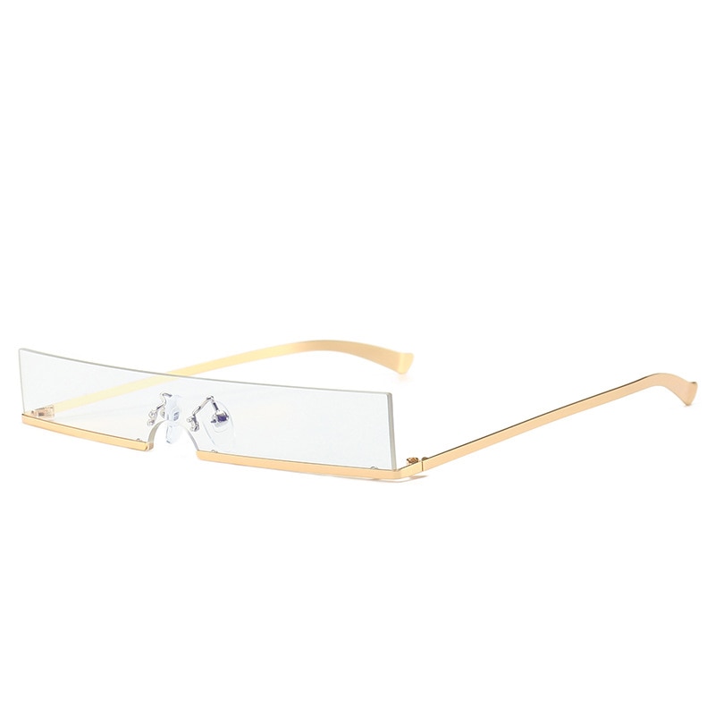 TEEK - Half Frame Rectangle Bottom Frame Glasses EYEGLASSES theteekdotcom C7-Gold Transparent as shown 
