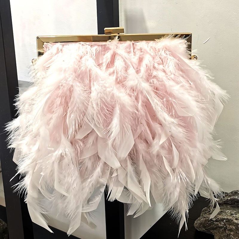 TEEK - Fashion Feather Handbag BAG theteekdotcom Pink  