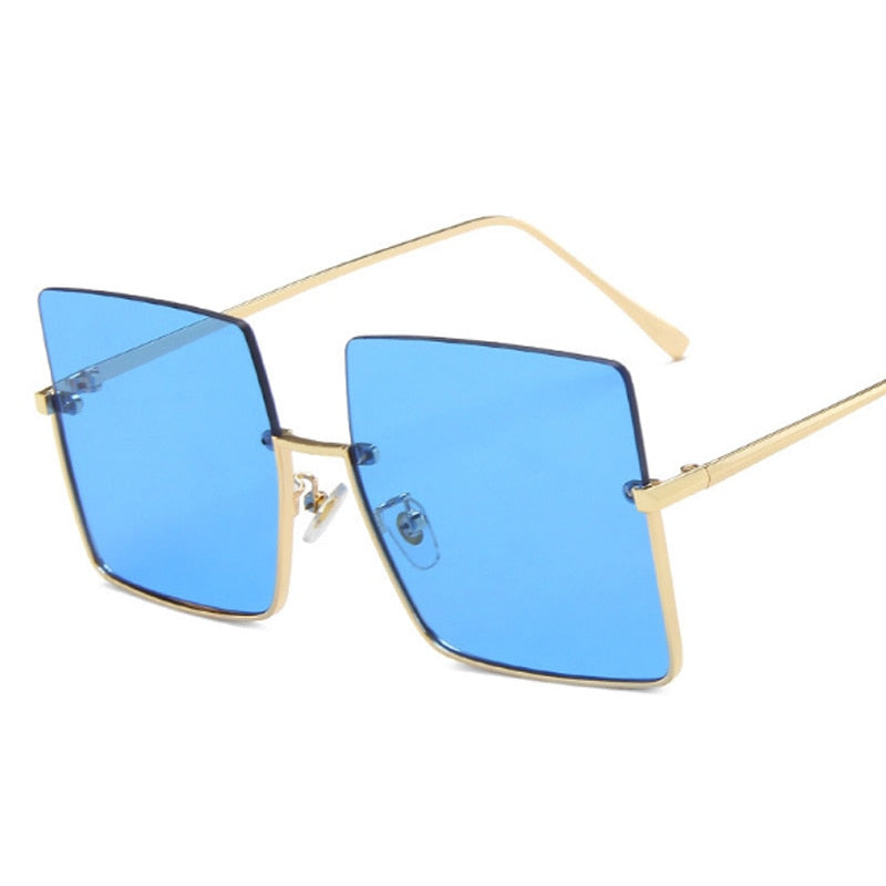 TEEK - Bizzy Boss Bottom Frame Square Sunglasses EYEGLASSES theteekdotcom Gold Blue  
