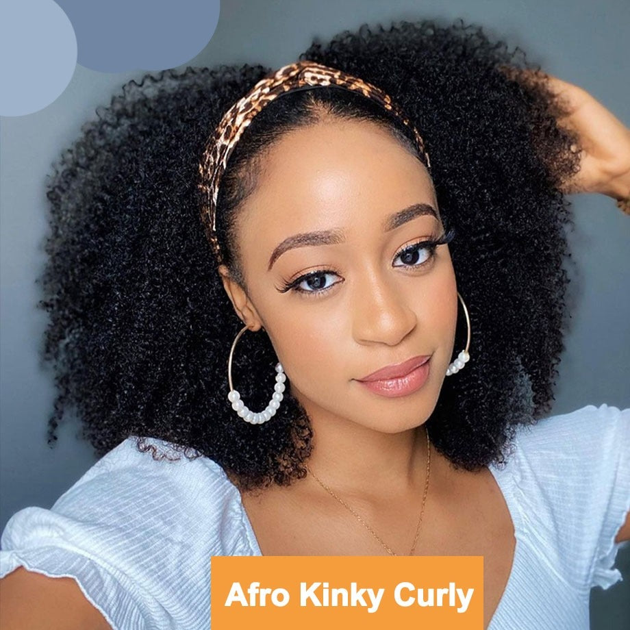 TEEK - Brazilian Kinky Curly Glue-less Headband Wig hair theteekdotcom 180 Density |Afro kinky curly 8inches 