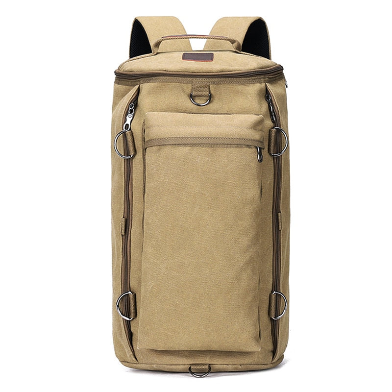 TEEK - Mens Canvas Bucket Backpack BAG theteekdotcom Khaki 12.60x19.21x11.42in 