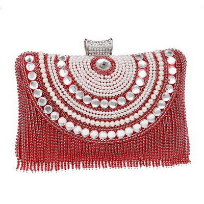 TEEK - Variety of Tassel Bejeweled Evening Bags BAG theteekdotcom YM1074red  