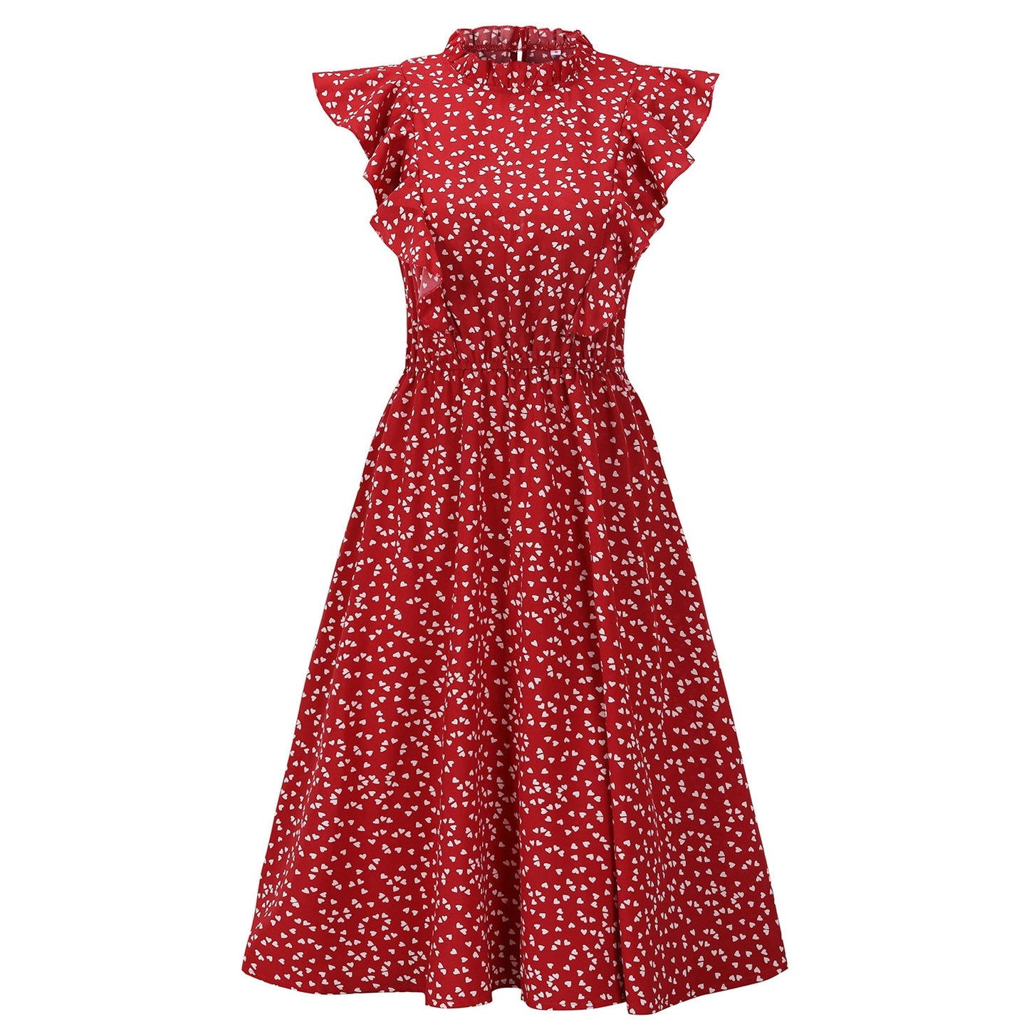 TEEK - Sleeveless Side Ruffle Summer Dress DRESS theteekdotcom Red S 