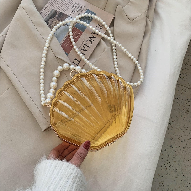 TEEK - Transparent Shell Pearl Handbag BAG theteekdotcom Yellow  