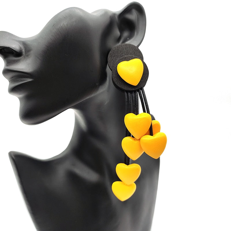 TEEK - Rubber Drop Wood Heart Earrings JEWELRY theteekdotcom Style 15 yellow  