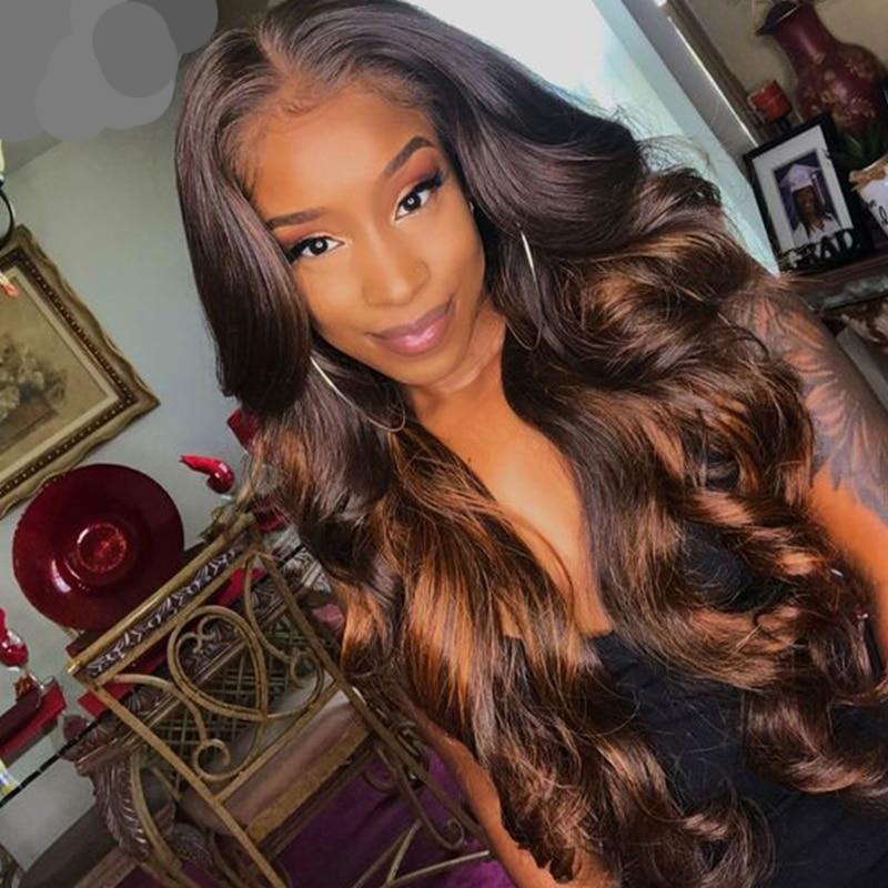 TEEK - Highlight Brown Ombre 180 Remy Peruvian Lace Frontal Wig HAIR theteekdotcom   