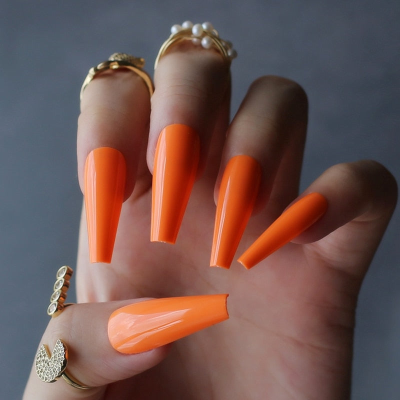 TEEK - Floss False Nails 20pc NAIL ART theteekdotcom UV-Orange  