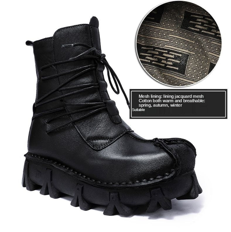 TEEK - Italian Desert Wrapped Laced Motorcycle Boots SHOES theteekdotcom 5519 Black cotton 7.5 Standard: 25-30 days