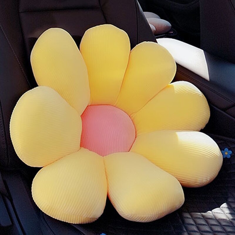 TEEK - Cornered Daisy Flower Car Cushions AUTO ACCESSORIES theteekdotcom Yellow lumbar  
